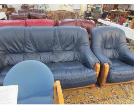 A leather 3 seat sofa and chair