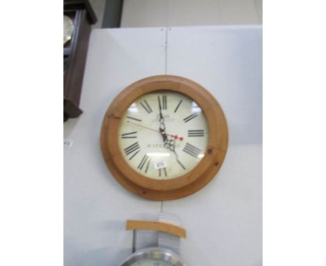 A pine Waterloo wall clock