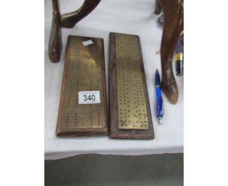 2 brass topped cribbage boards