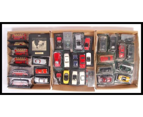 A collection of 34x assorted Del Prado and Atlas Edition scale diecast model vehicles to include; Triumph TR3, Lamborghini Di