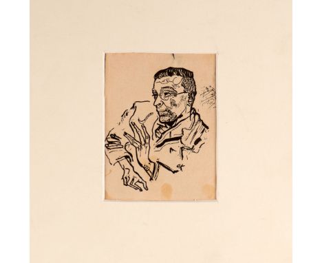 Oscar Kokoschka (1886-1980)- Graphic, portrait Karl Kraus ( 1874-1936) , lithography on paper in passpartout monogrammed in t