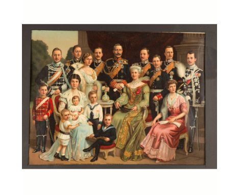 German imperial family – colour print on paper with description in passepartout, early 20th Century. 31x40cm