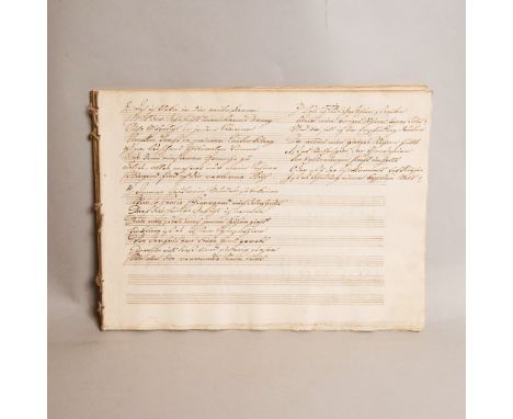 Music manuscript – handwritten notes with texture, several compositions by Guiliani, Mozart and others, black ink on paper, 2