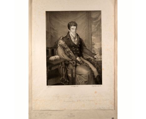 Marquese de Caraman ambassadeur de France à Vienne, lithography on paper by Lanzedelly, with collector stamp Fürst zu Liechte