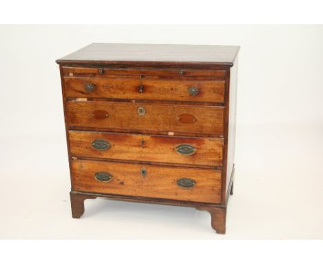 A George III mahogany bachelor's chest, fitted brushing slide and four long graduated drawers below, raised on bracket feet, 