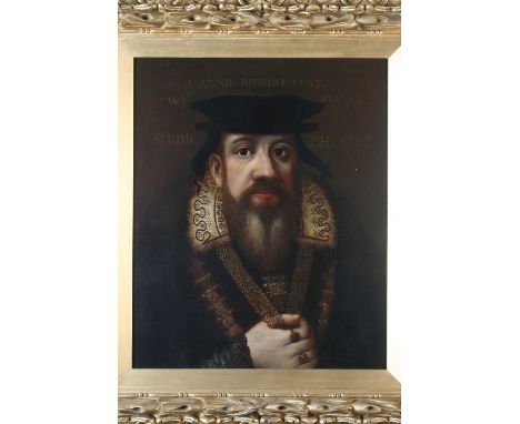 Chester family of Poyle park interest, a late 18th / 19th Century portrait study of Sir Robert Chester, unsigned oil on canva
