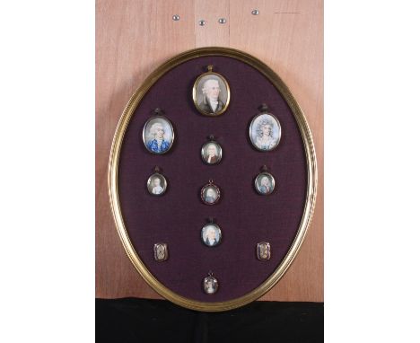 Of Kentwell Hall and Starkie Bence family interest, A collection of 19 family miniatures from 18th-20th Century, of varying s