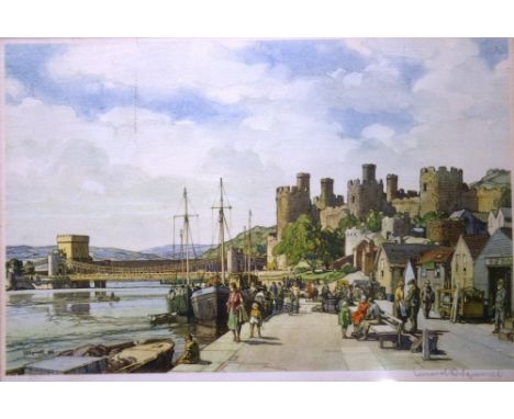 Leonard Squirrel, pencil signed coloured print of Conway, 23.5cm x 35.5cm