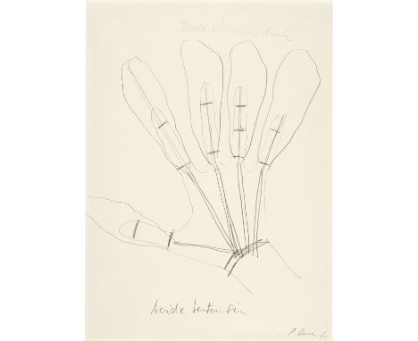 Rebecca Horn (Michelstadt 1944 - lebt in Berlin und Paris)Federhandschuh1972Bleistift auf glattem Zeichenpapier34,5x25 cmSign