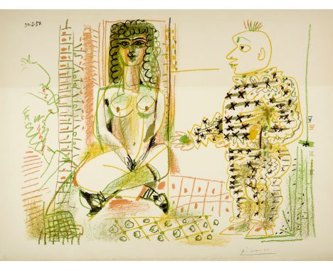 Pablo Picasso (Málaga 1881 - 1973 Mougins)Le peintre et son modèleVallauris, 30. März 1954Farblithographie auf Velin Arches m