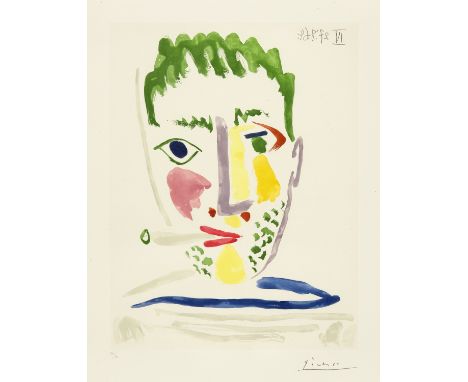 Pablo Picasso (Málaga 1881 - 1973 Mougins)Fumeur au maillot rayé gris et bleuMougins, 27. August 1964Farbaquatinta auf festem