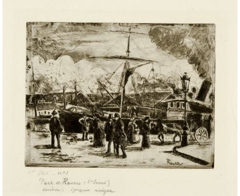 Camille Pissarro (Charlotte Amalie 1830 - 1903 Paris)Port de Rouen (Saint-Sever)1884Radierung, Schaber und Kaltnadel auf Bütt