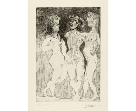 Pablo Picasso (Málaga 1881 - 1973 Mougins)Les trois grâces couronnées de fleursParis, 18. Januar 1938Radierung auf beigem Büt