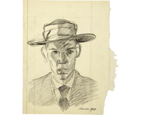 Alberto Giacometti (Borgonovo 1901 - 1966 Chur)Lucas Lichtenhan au chapeau1917Bleistiftzeichnung auf Velin25,6x21,7 cmSignatu