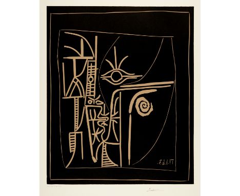 Pablo Picasso (Málaga 1881 - 1973 Mougins)VisageMougins, 17. Januar 1963Farblinolschnitt auf cremefarbenem, festem Velin mit 