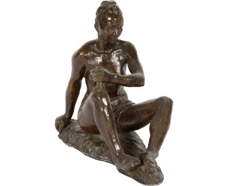 Otto Charles Bänninger (1897 Zürich 1973)Sitzende mit Tuch1939Bronze28,5x29x13 cmSignaturAuf der Plinthe geritzt monogrammier