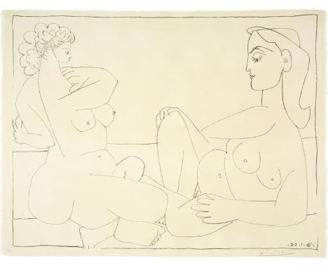 Pablo Picasso (Málaga 1881 - 1973 Mougins)Deux femmes sur la plageCannes, 22. Januar 1956Lithographie auf beigem Velin Arches