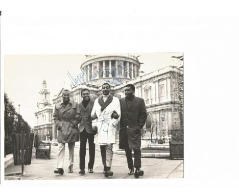 The Four Tops Vintage 7x8 Photo Signed By Levi Stubbs, Renaldo Obie Benson, Abdul Duke Fakir and Lawrence Payton. Good Condit
