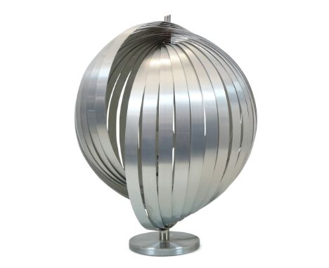 Attributed to Henry Mathieu, Table lamp, circa 1970, Brushed steel, 50cm high It is the buyer's responsibility to ensure that