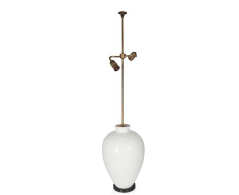 KPM, Vase floor lamp, circa 1960, Ceramic, brass, electrical fittings, Brass plate to underside stamped with manufacturer's m