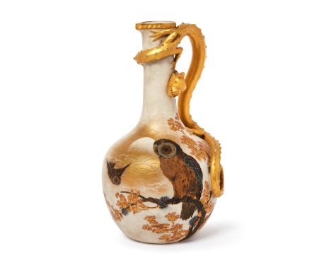 Royal Worcester,Aesthetic movement Owl ewer with dragon handle, 1883,Glazed porcelain, gilded,Printed makers mark with date l