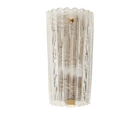 Carl Fagerlund (1915-2011) for Orrefors, Wall applique, circa 1960, Glass, brass, 39cm high, 20cm wide, It is the buyer's res