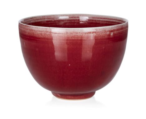 Rupert Spira (b.1960), Footed bowl, circa 2000, Stoneware, deep red glaze fading to pale grey rim, Underside impressed 'RS', 