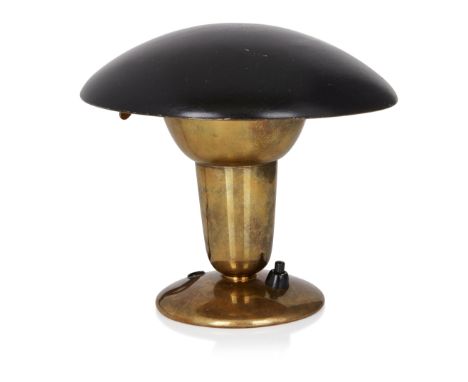 Erik Tidstrand for AB Nordiska Kompaniet, Adjustable table lamp, circa 1930, Brass, enamelled metal, electrical fittings, Man