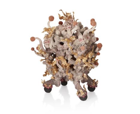 Heather Park (Contemporary), Sculptural open bowl and cover of coral form with claw feet, the inside with additional heart fo