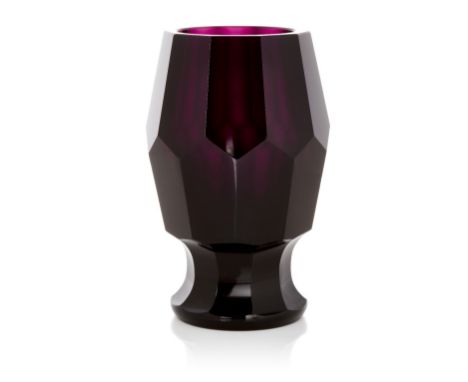 Josef Hoffmann (1870-1956) for Wiener Werkstatte (attributed), Faceted vase, circa 1918, Amethyst glass, Unmarked, 17.2cm hig