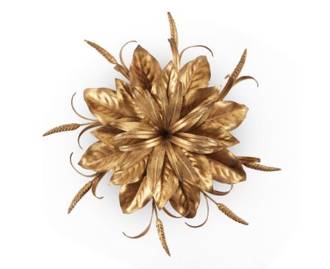 Manner of Maison Bagues, Eight light ceiling light, circa 1960, Gilt metal, electrical fittings, 21cm high, approximately 56c