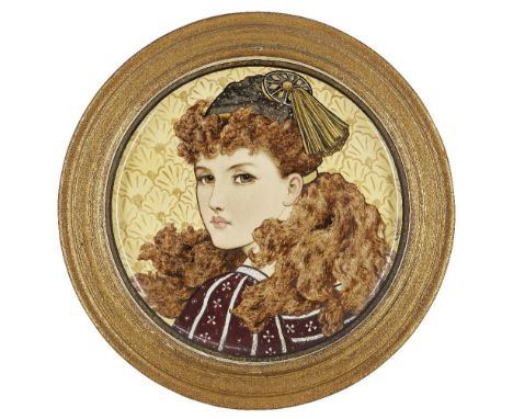 Rebecca Coleman (b.1840) for Mintons Art Pottery at Kensington Gore, Charger painted with an Aesthetic Movement female portra