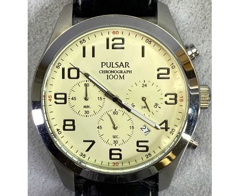 PULSAR 100M CHRONOGRAPH GENTLEMAN'S WRISTWATCH - in box with instruction manual