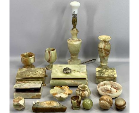 ONYX ASSORTMENT - to include jewellery box, table lamp, eggs, ETC