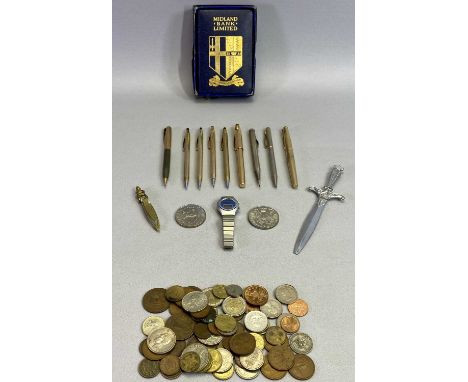 CROSS-PARKER GOLD FILLED PENS &amp; PENCILS, hallmarked silver Yard O Led, UK and overseas vintage and current coinage, comme