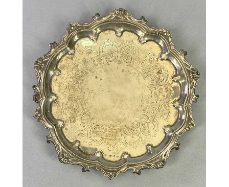 VICTORIAN SILVER CIRCULAR SALVER - Sheffield 1843, Maker Henry Wilkinson &amp; Co, 26cms diameter, with shaped decorative bor