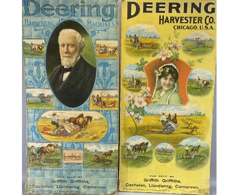 TWO VINTAGE POSTERS ON CARDBOARD, DEERING HARVESTER CO. USA, for sale by Griffith Griffiths, Caehelm, Llandwrog, Caernarvon, 