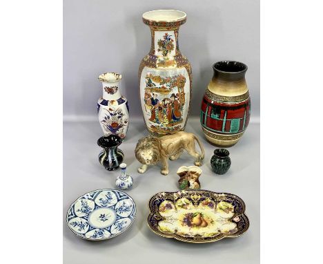 MELBA WARE LION, 15cms tall, West German vase, 30cms tall and other ornamental china items including Eastern vases, ETC