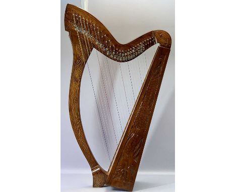 MUSICAL INSTRUMENT - Folk Harp, with a canvas case, 93cms H x 58cms