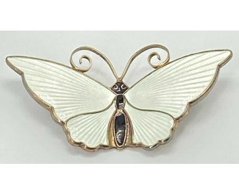 DAVID ANDERSEN NORWAY STERLING SILVER &amp; ENAMEL BUTTERFLY BROOCH