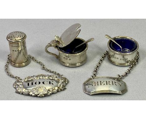 ASPREY LONDON &amp; OTHER SMALL SILVER &amp; WHITE METAL - to include a three piece condiment set, London 1939, Maker Asprey 