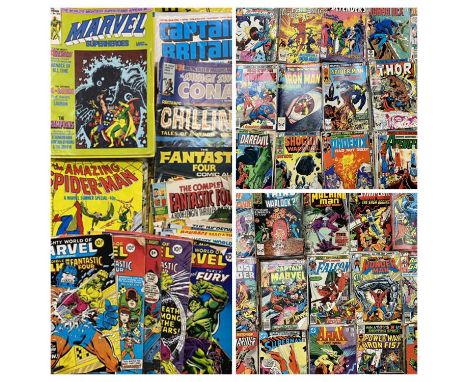 VINTAGE MARVEL &amp; DC COMICS COLLECTION - approximately 250 contained in a vintage steamer trunk, Marvel Comics include Cap