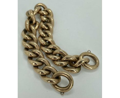 VINTAGE 9CT GOLD LARGE SIZE CURB LINK BRACELET - with no clasp or safety chain, hollow links, all individually stamped, 20cms