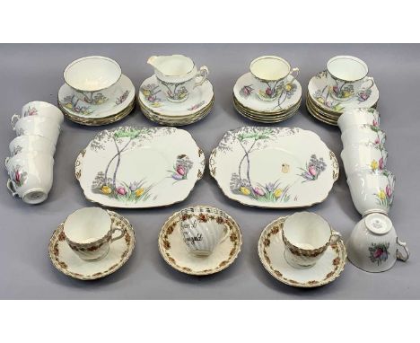 ADDERLEY FLORAL DECORATED TEA SERVICE - 27 pieces, ETC