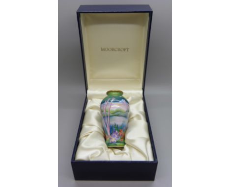 A Moorcroft miniature enamel vase 