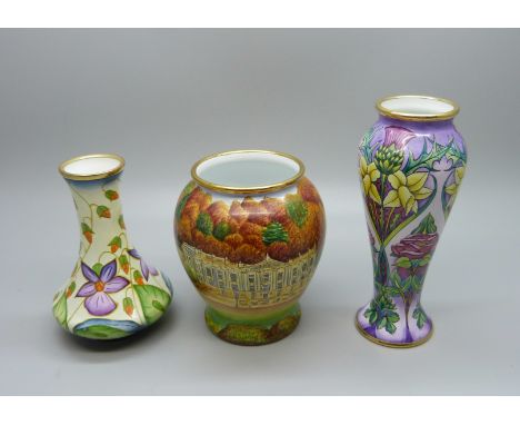 Three Moorcroft enamel pots 