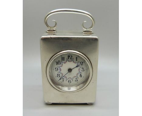 A silver carriage clock, Goldsmiths &amp; Silversmiths, London 1899 