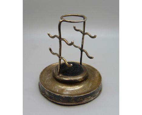 A silver hat pin cushion/ring holder, London 1907 