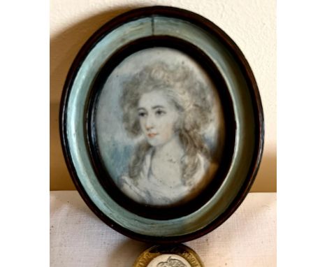 ATTRIBUTED TO RICHARD COSWAY, MINIATURE PORTRAIT WITHIN OVAL FRAME, APPROXIMATELY 5 x 4cm