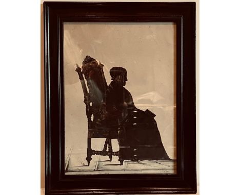19th CENTURY SILHOUETTE PORTRAIT OF A SEATED LADY, CIRCA 1850, DETAILS AS LABEL, APPROXIMATELY 30 x 22cm